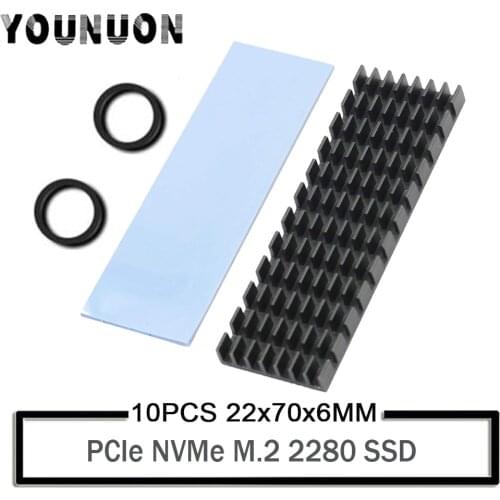 10 Set M.2 NGFF NVMe 2280 PCIE SSD Aluminum Cooling Heat Sink With Thermal Pad