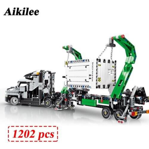 1202pcs 703940 Big Truck Mark Container Vehicles Car Building Blocks Toys bset hot sale high quality educational for kids