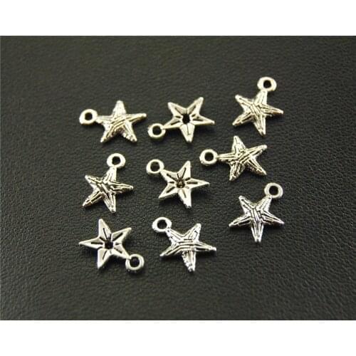 20pcs Silver Color Metal five-pointed star Mini Charm DIY Jewelry Findings Accessories 8mm A1598