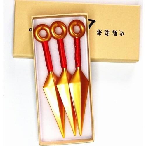 3pcs Set Anime Naruto Uzumaki Sasuke Kakashi Akatsuki Kunai Shuriken Cosplay Accessories Ninja Weapons Gift Kids Figure Toys
