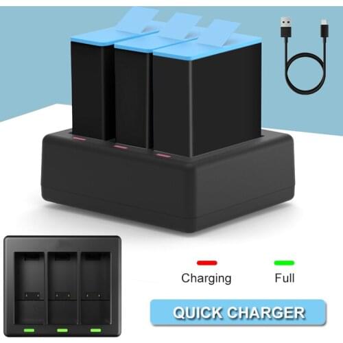 3-way USB Charger for GoPro Hero 9 Black Battery Charger 3 Slots Smart Charger Dock Indicator Light for Gopro 9 Accessories