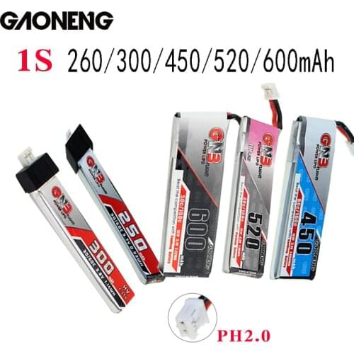 5PCS Gaoneng GNB 1S 260/300/450/520/600mAh PH2.0 Plug Lipo Battery For Emax Tinyhawk Kingkong LDARC TINY