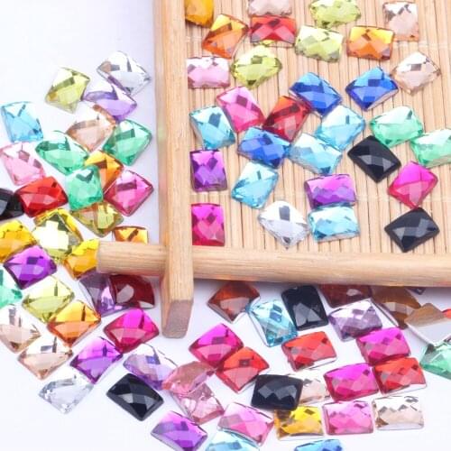 6x8mm 2000pcs Retangle Gems Flatback Earth Facets Acrylic Rhinestone Craft Art Rhinestones Strass High Shine Nail Art Stones
