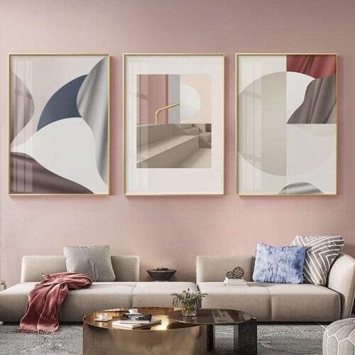 Abstract Color Block Living Room Decoration Painting Modern Sofa Background Wall Geometric Painting Restaurant Corridor Mural