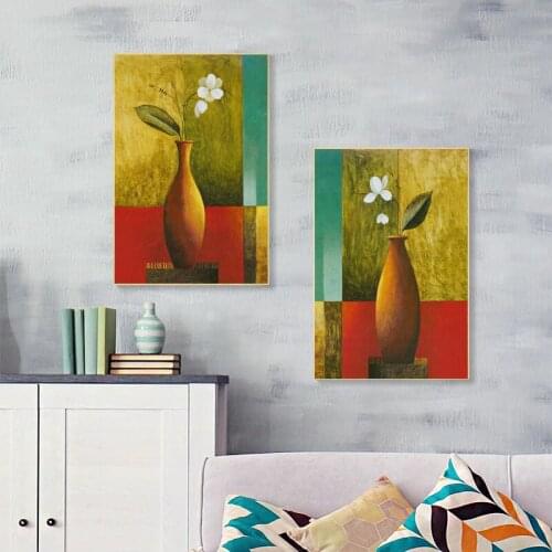 Abstract Vintage Flower Vase Print and Poster Wall Art Canvas Painting Home Decor Classic Flower Picture Bedroom Decor