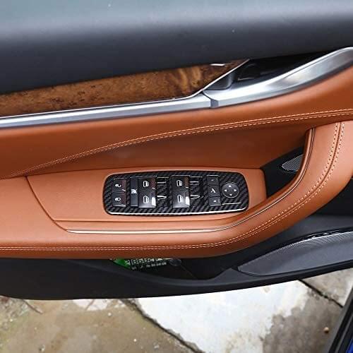 Car Door Window Lift Switch Button Trim 4Pcs Accessories For Maserati Levante 2016 2018 Ghibli 2014-2016 Quattroporte 2013-2016