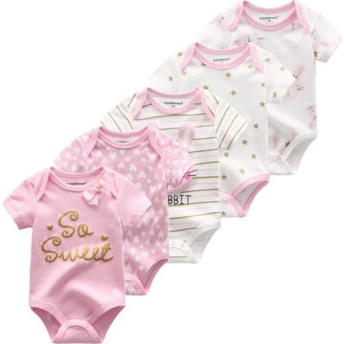 2019 5PCS/Lot Girl Dress Baby Boy Clothes Unicorn Girls Clothing Bodysuits Baby Girl Clothes 0-12M Newborn Cotton Roupas de bebe