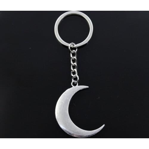 Fashion Keychain 44x33mm Big Moon Bronze Silver Color Pendants DIY Men Jewelry Car Key Chain Ring Holder Souvenir For Gift