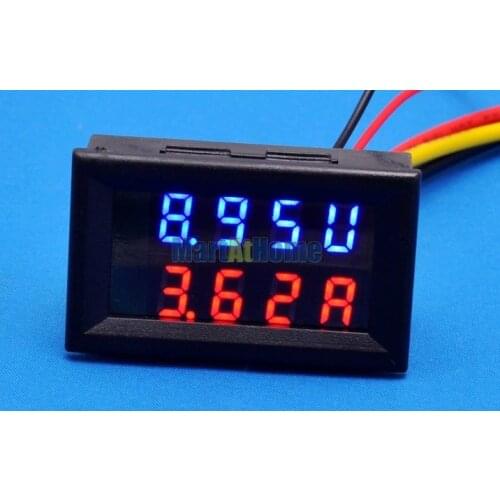 Argedo Free shipping DC 0-100V 10A Dual LED Digital Voltmeter Ammeter Voltage Amp Meter Blue & Red #BV245 @CF