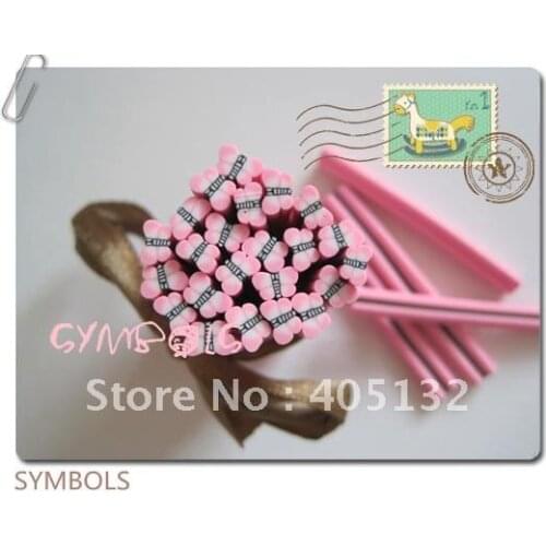 D-01 Free Shipping 100pcs 5mm Pink Butterfly Shape Clay Cane Fancy Nail Art Polymer Clay Cane