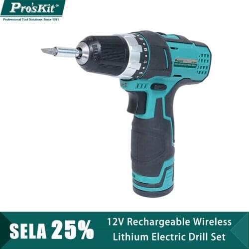 ProsKi PT-1206G 12V Lithium Battery Electric Drill Impact Drill Screwdriver Rechargeable Cordless Household Electric Tools Set