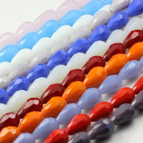 Faceted Glass Drop Beads 8x12mm Czech Crystal Droplet Loose Charm Beads Crystals For Needlework Diy Making Making Jewelry