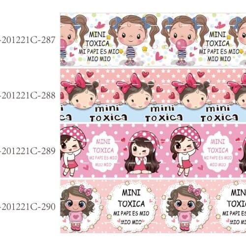 50 yards/lot)Kids DIY 25MM 38MM little girl printed grosgrain ribbon