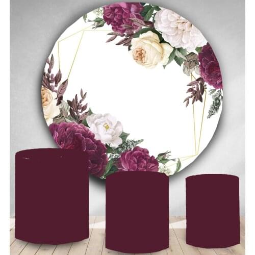 Wedding flower backdrop Round Panel circle background bridal shower party decoration candy dessert table banner customize text