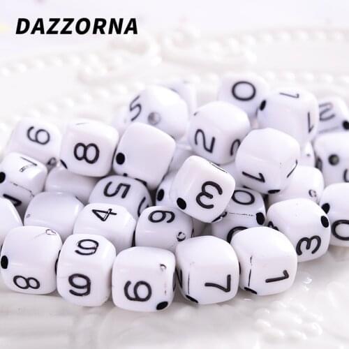 Square Digital Acrylic Beads Loose Beads for Diy Handmade Beading Making Jewelry Makingbracelet Necklace Accessories