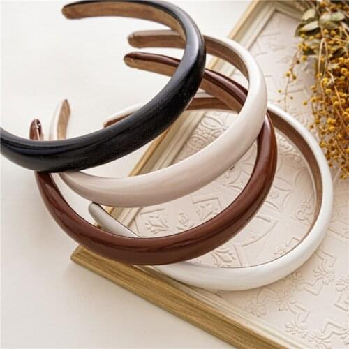 Fashion Leather Sponge Headband Solid Color Thick Leather Headband Simple Party Headband for Women Hair Accessories