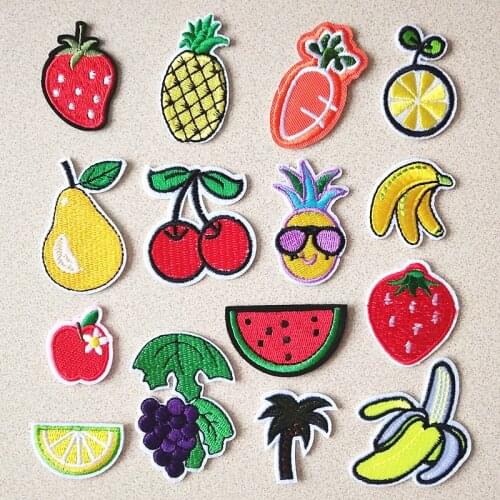 Fashion patch Embroidery Patches for Clothing DIY Stripes fruit and vegetable child Sticker Clothes kids Iron on Badges Cherry
