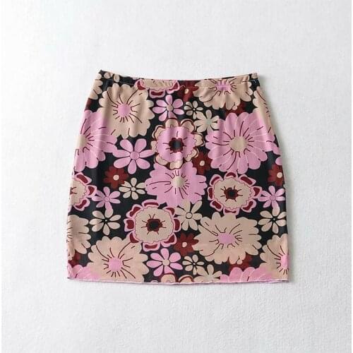2021 summer new sexy girl floral skirt stretch wrap hip slim retro half-length female skirt high waist short skirt party skirt