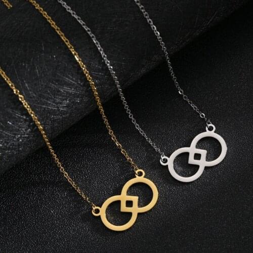 New Creative Personality Punk Bohemian Metal Gold Round Double Ring Interlocking Necklace Female Simple Necklace Jewelry Gift