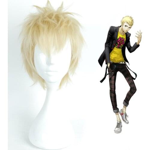 Game Persona 5 Cosplay Wig Ryuji Sakamoto Cosplay Ponytail Hair Heat Resistant Synthetic Wig Halloween Party Cosplay Wig