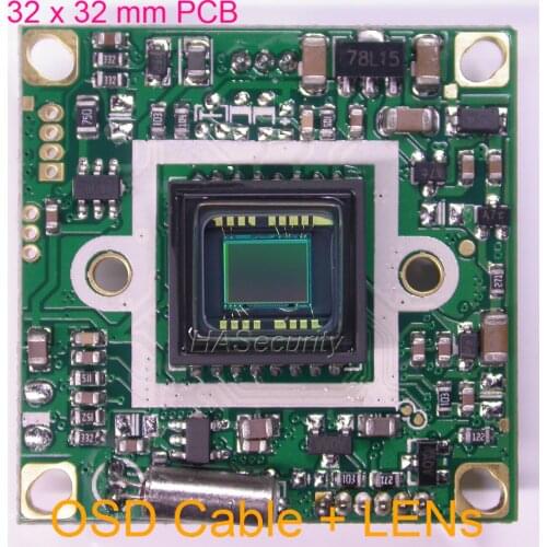 32x32mm PCB EFFIO-E 1/3" Sony Super HAD CCD ICX811 image sensor CXD4140 CCTV camera board module + OSD cable + M12 LENs