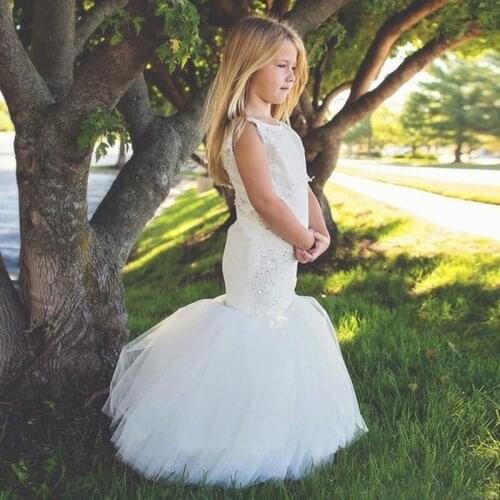 Mermaid Flower Girls Dresses for Wedding Party Trumpet Kids Little Girl Pageant First Communion Dresses Cute robe fille mariage