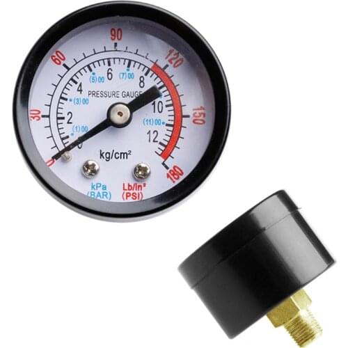 Air Compressor Pneumatic Hydraulic Fluid Pressure Gauge 0-12Bar / 0-180PSI