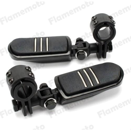 Motorcycle Foot Pegs Black Streamliner Footrests Highway Engine Guard Crash Bar 1-1.25" Footpeg Mount Clamps For Harley Dyna