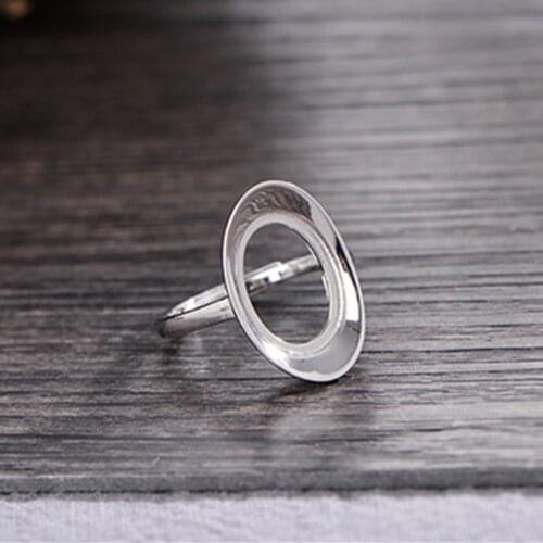 Ring Blank(10x14mm Oval Blank) Adjustable Sterling Silver Ring Base Long-Lasting White Gold Plated 925 Silver Ring Setting R988B