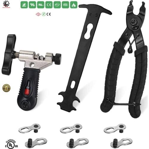 Bicycle Chain Repair Tool Kit,Cycling Bike Master Link Pliers Splitter Cutter Chain Wear Indicator Checker Reusable Connector