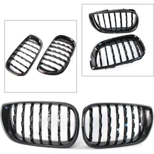 Car Front Kidney Grille Mesh Grill For BMW E46 4D 2002 2003 2004 2005 Gloss Black ABS Plastic Diamond Metero Style