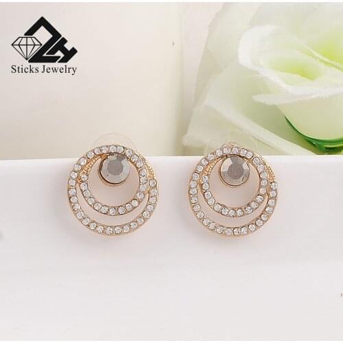 Luxury Woman Fashion Round Earrings Fashion Earrings Multi - layer Stereo Earrings Rhinestone Earrings for Women
