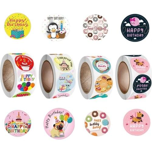 Happy Birthday 100-500pcs Cute Stickers Birthday Gift Decoration Tag Sealing Label Kids Toys Gift Package Scrapbooking Stickers