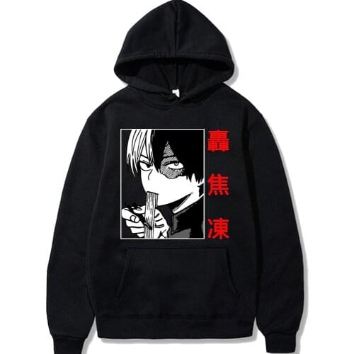My Hero Academia Hoodie Shoto Todoroki Eating noodles Unisex Hoodie Streetwear Japanese Anime Casual Sweatshirt SUNOWE