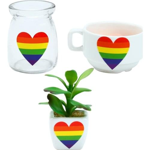 50-500pcs Piece Love stickers Love Rainbow Stickers Love Heart Baking Sticker 1Inch Love Rainbow Heart Shaped Tape Sticker