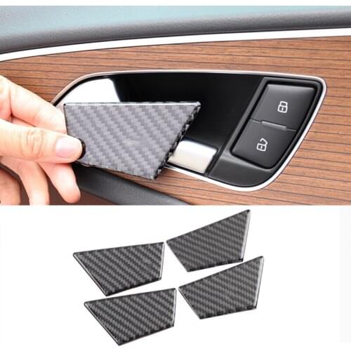 Fit For Audi A6 C7 2012-2018 Real Carbon Fiber Inner Door Handle Bowl Cover Trim Car Styling Accessories