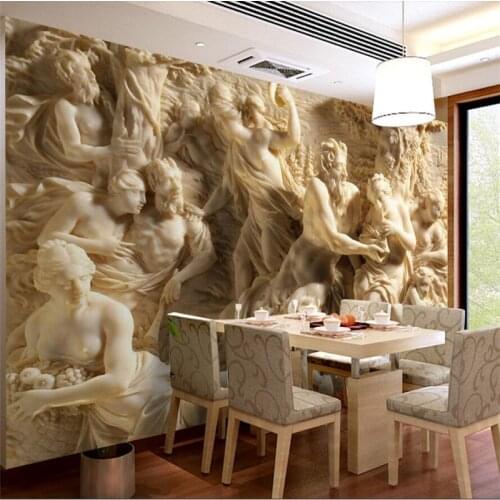 Wellyu Customized large mural green wallpaper relief three-dimensional Greek mythology character TV background wallpaper