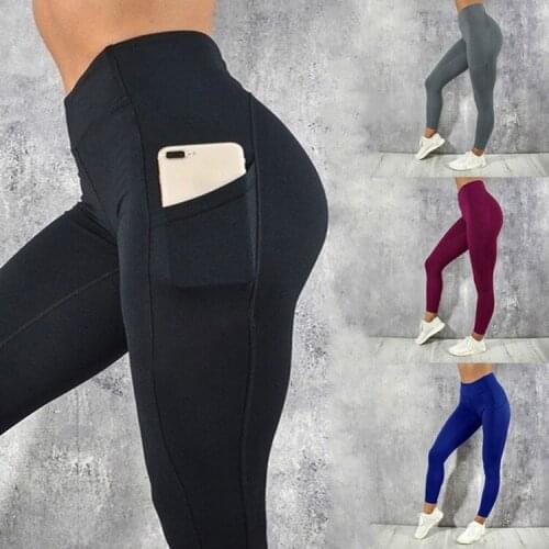 Women Sexy Slim Fitness High Waist Leggings Push Up Pocket Workout Sports Jogging Leggins Fashion Quick-dry Pencil Pants Skinny