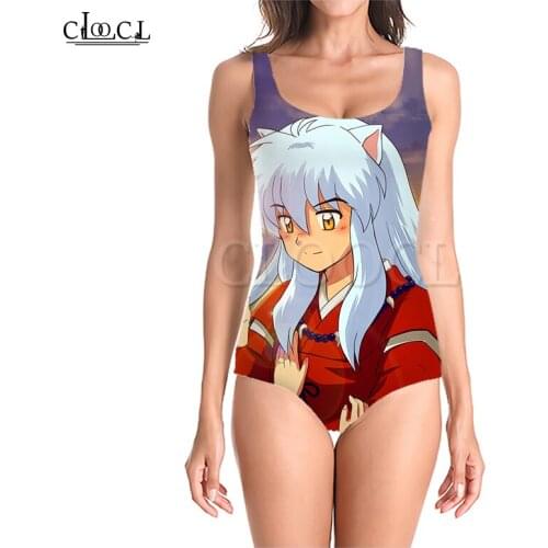 CLOOCL Japanese Anime Inuyasha 3D Print Girls One-piece Swimsuit Bathing Suit Sleeveless Slim Sexy Womens Swimwear Summer New