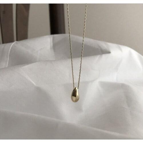 HF JEL S925 Sterling Silver Water Drop Choker Chain Korean Necklaces Women Simple Versatile Pendant Necklaces Christmas Jewelry