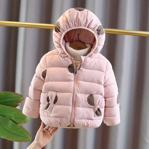 Winter newborn baby girls clothes polka-dot hooded cotton coat jacket for baby girls clothing warm outerwear down jacket coats
