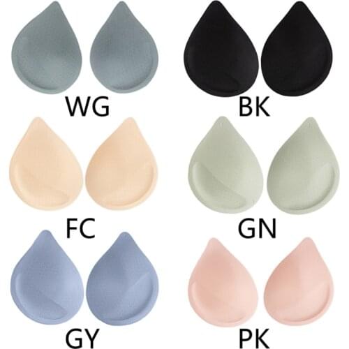 Null 1 Pairs Women Latex Bra Pads Water Drop Shape Removable Breathable Push Up Cups Inserts Breast Cushion Swimsuit Bikini