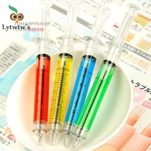 1 PCS Lytwtws Creative Novelty Syringe Peculiar Shape Cute Stationery Bullet 7 mm Automatic School Office Supply Ballpoint Pen