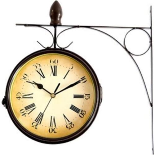 1Pc European-style Double-sided Wall Clock Creative Classic Clocks Monochrom
