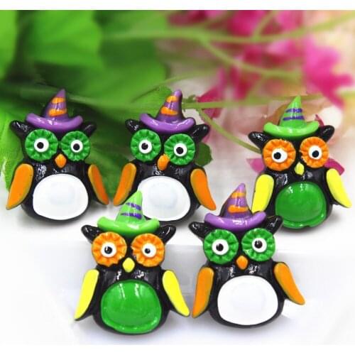 10pcs/lot kawaii flat back resin Halloween owls DIY resin cabochons accessories about 25mm