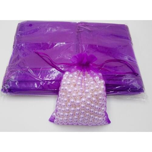 100pcs Purple Jewelry Bag 7x9 9x12 10x15 13x18cm Wedding Gift Organza Bag Jewelry Packaging Display Bags Jewellery Pouch 11 Size