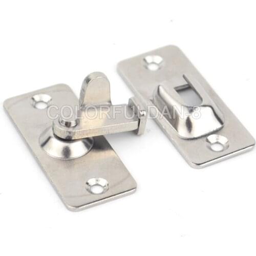 2PCS Mini 90 Degree Stainless Steel Lock For Sliding Barn Wood Door Hardware Latch JF1704