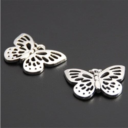 20pcs Silver Color Alloy Butterfly Animal Charms Pendant Jewelry Findings For DIY Choker Necklace A2599