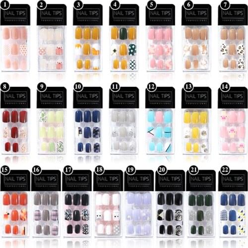 30pcs/box colorful Nail Patch Glue Fruit Jelly Beauty faux ongles Wear Nail Detachable Fake Nails Nail Art 22 style Choose