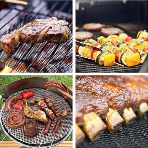 33x40cm Non-stick Barbecue Grilling Mats Grid Shape BBQ Mat Heat Resistance Outdoor Activities Grills barbacoa barbeque grill